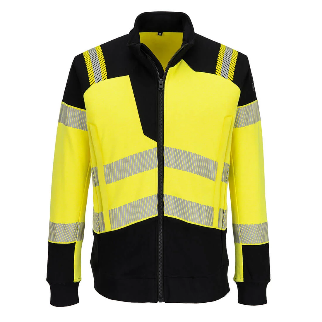 PORTWEST FR717 PW3 Modaflame gebreid Hi-Vis FR sweatshirt met rits Geel/zwart