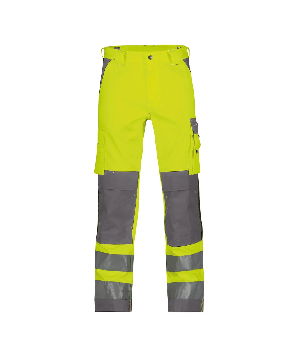 Buffalo Hogezichtbaarheidsbroek met kniezakken Fluogeel/Cementgrijs