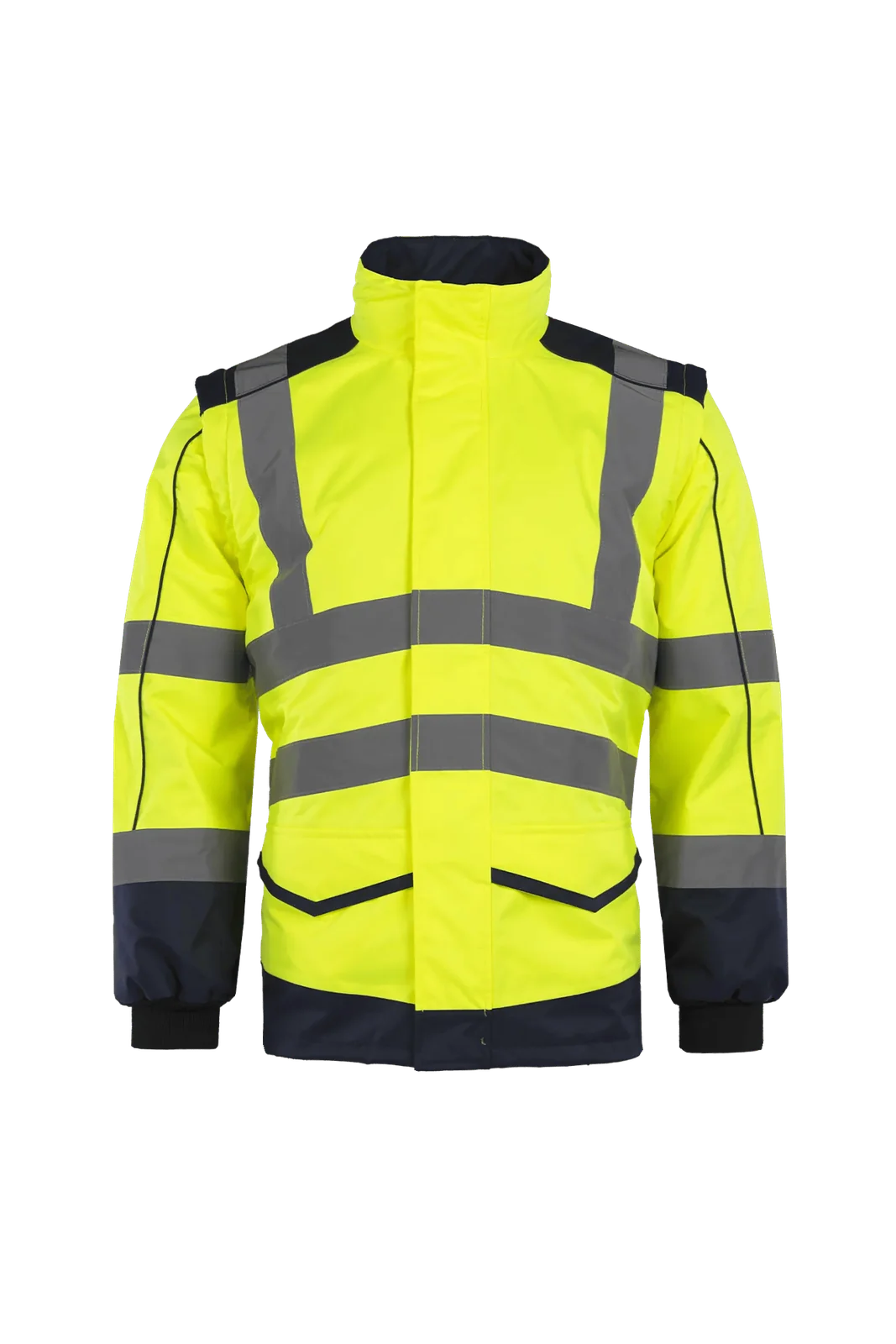 Sioen Alford Signalisatie blouson met uitritsbare mouwen Fluogeel/Marineblauw