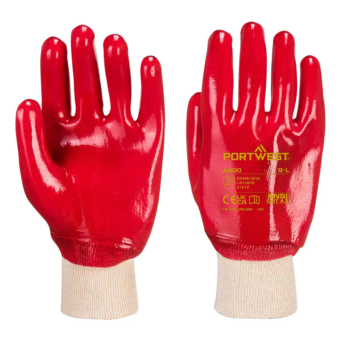 PORTWEST A400 PVC Tricot Manchet Rood