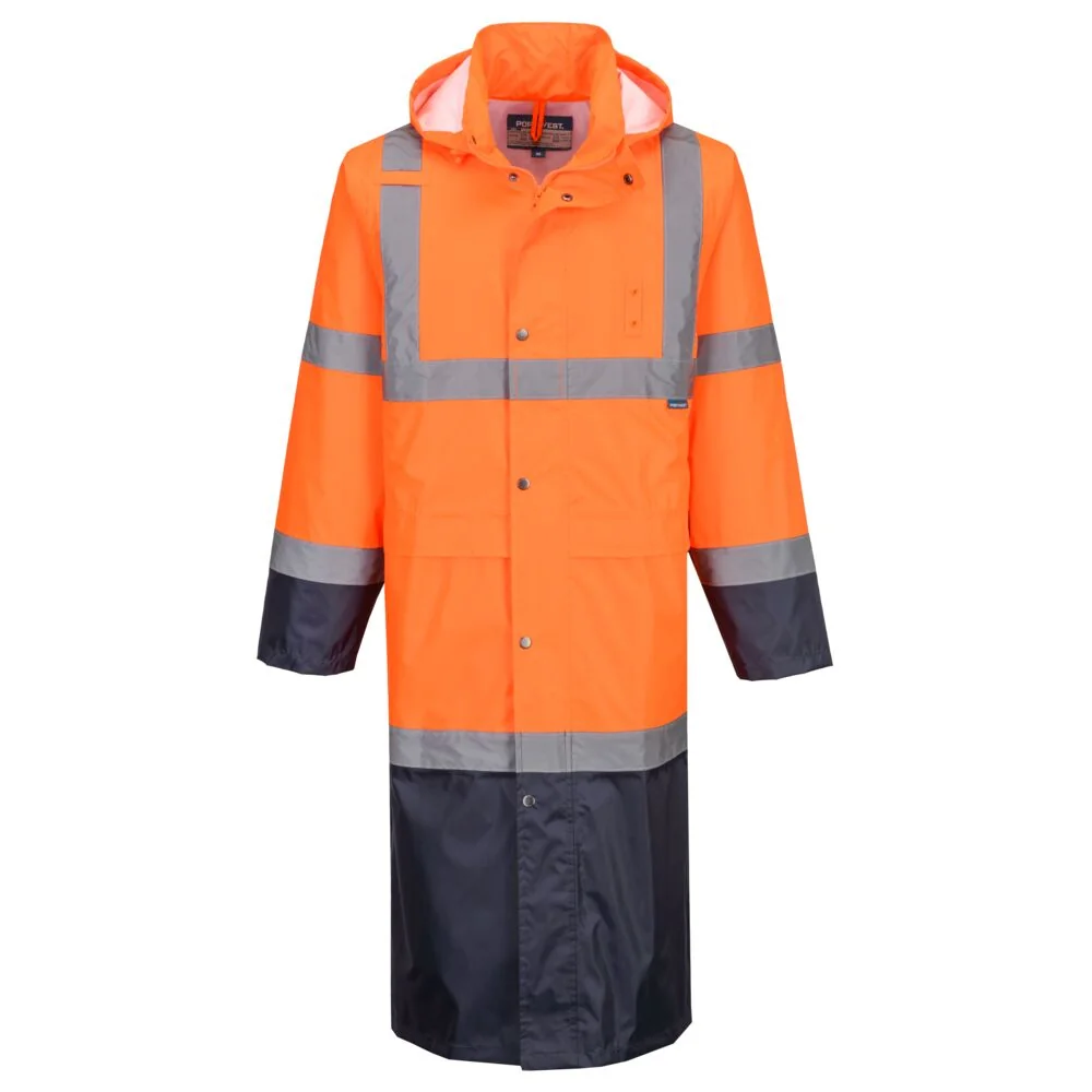 PORTWEST H446 Hi-Vis Contrast Regenjas 122cm Oranje/marine