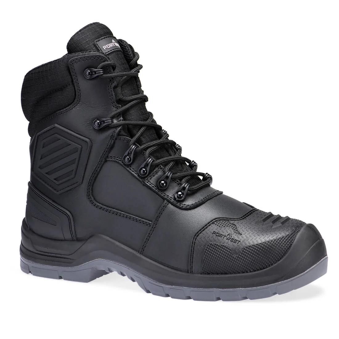 PORTWEST FD25 Samengesteld leder Halfhoge schoen S7L HRO M CI LG SC AN SR FO Zwart