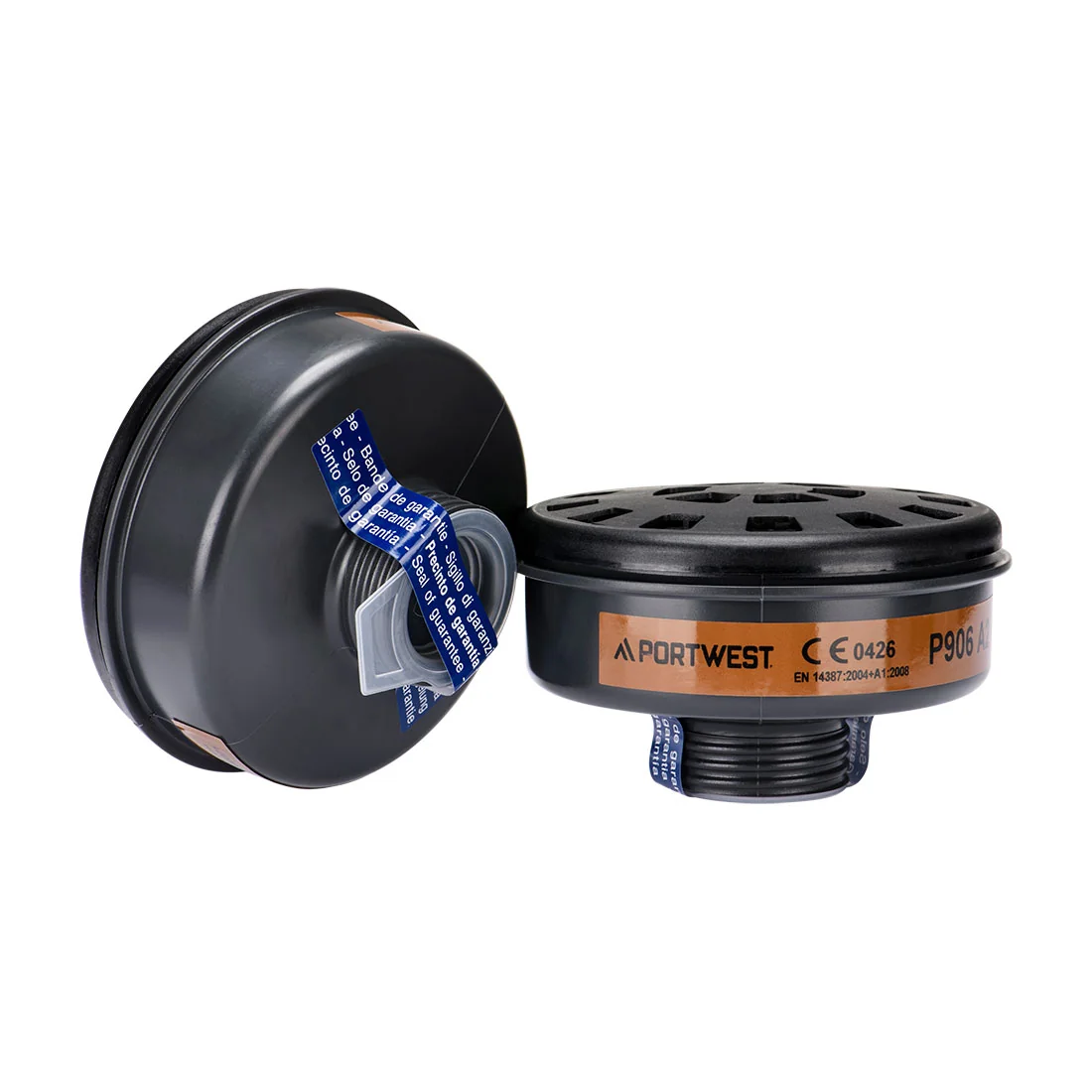 PORTWEST P906 A2 Gasfilter met Universele schroefdraadsluiting (pk6) Zwart