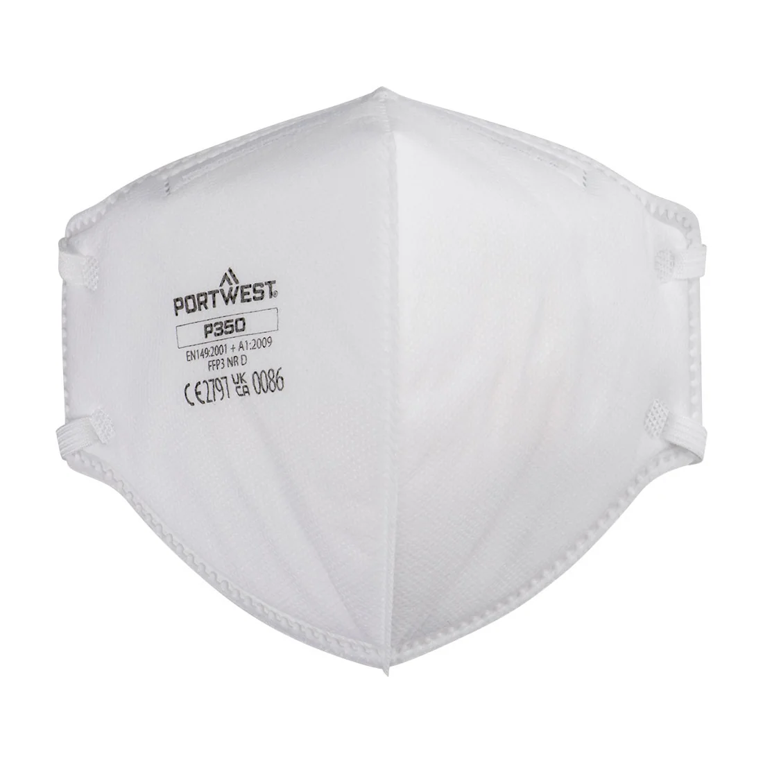 PORTWEST P350 Plat gevouwen stofmasker zonder ventiel Wit