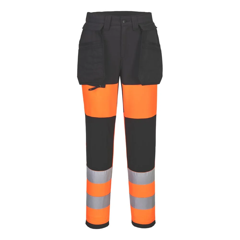 CD847 WX2 Eco Hi-Vis klasse 1 Dames Stretch Broek Oranje/zwart