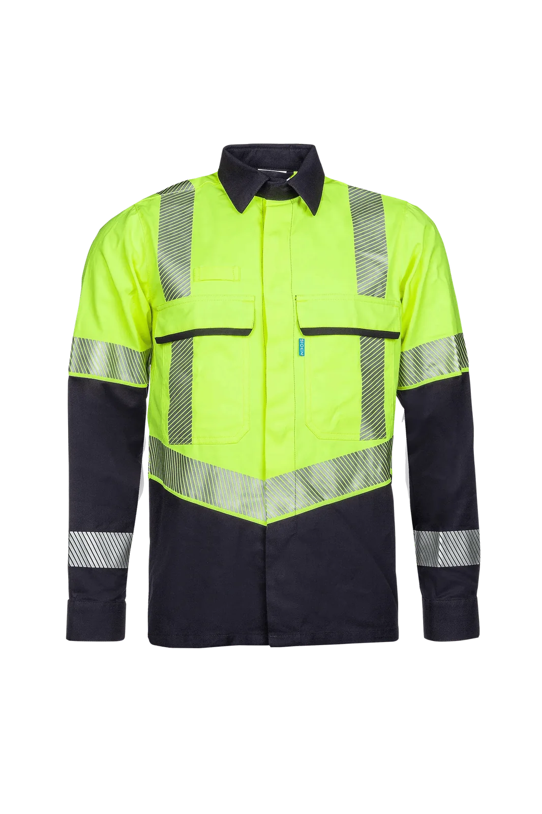Sioen Colne High-vis hemd, lange mouwen, ARC bescherming Fluogeel/Marineblauw