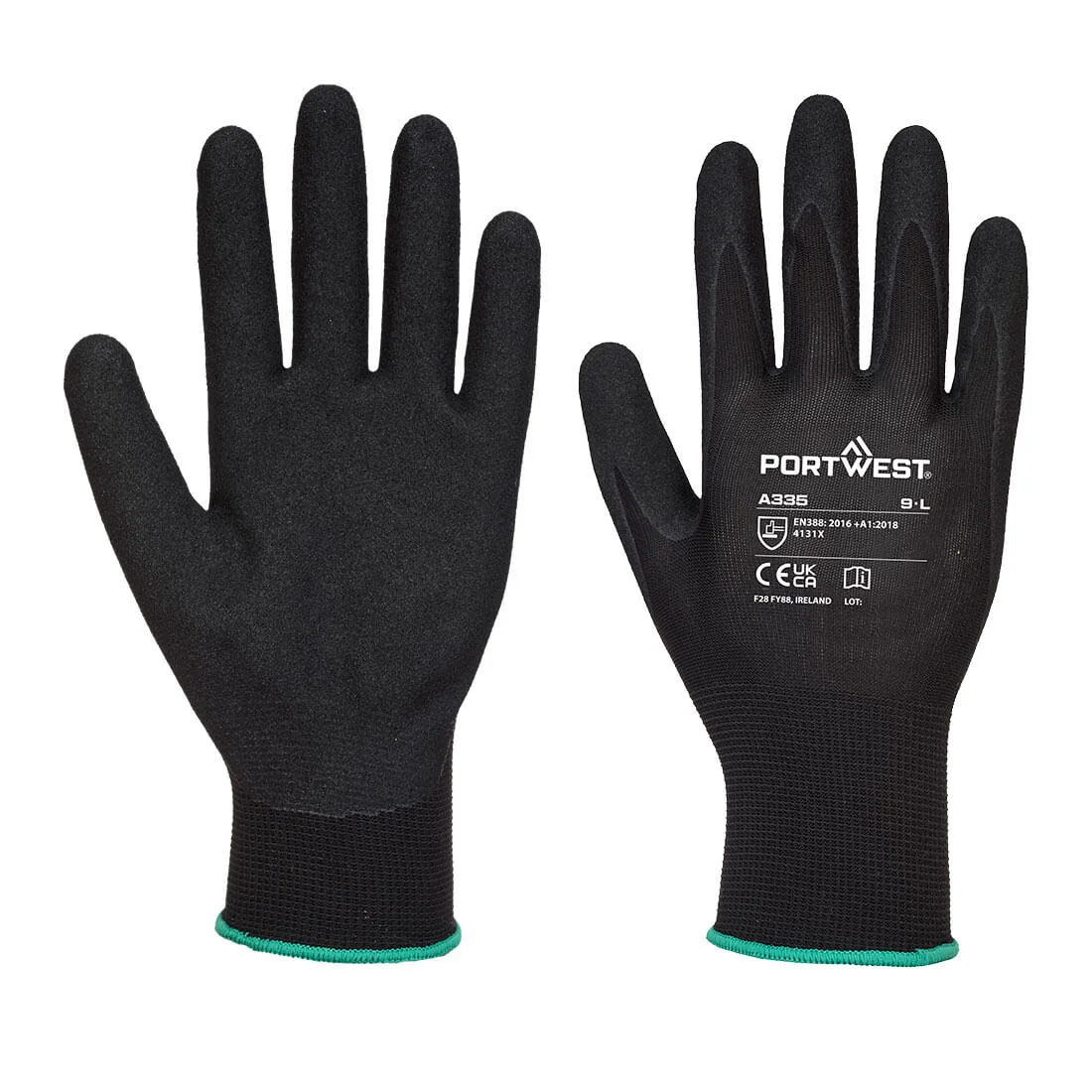 PORTWEST A335 Dermi-grip NPR15 Nitril Korrelig Zwart