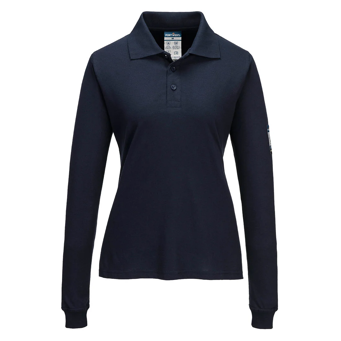 PORTWEST FR758 Modaflame Vlamvertragend Dames Poloshirt met lange mouw Marine