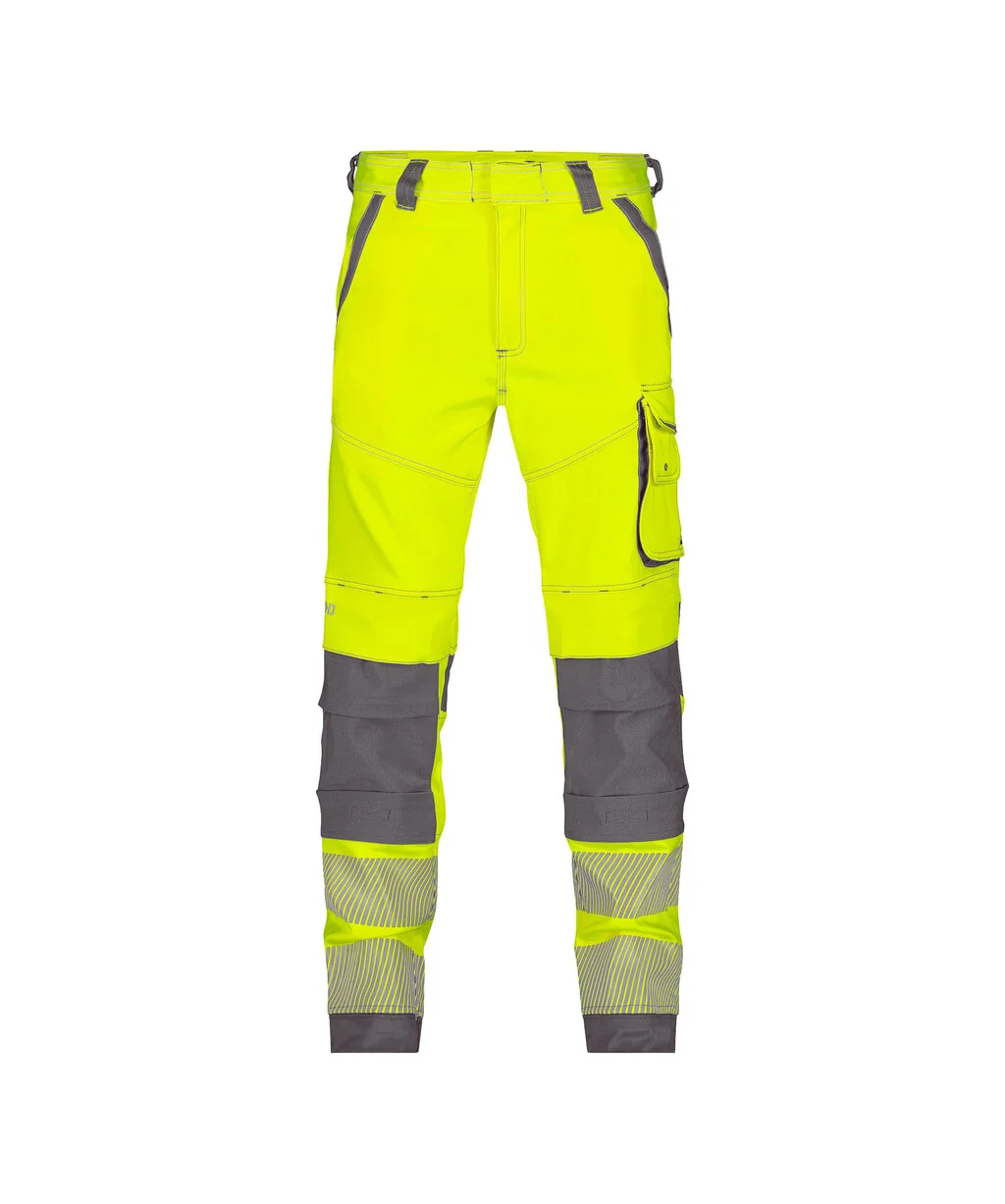 Aruba Stretch hogezichtbaarheidsbroek met kniezakken Fluogeel/Cementgrijs