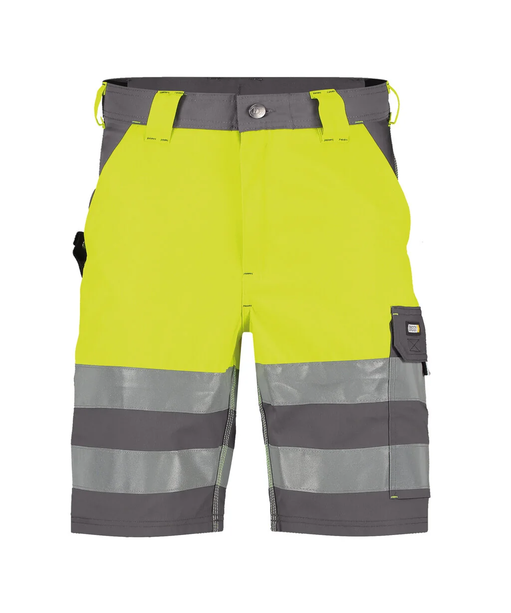 Venna Hogezichtbaarheidsshort Cementgrijs/Fluogeel