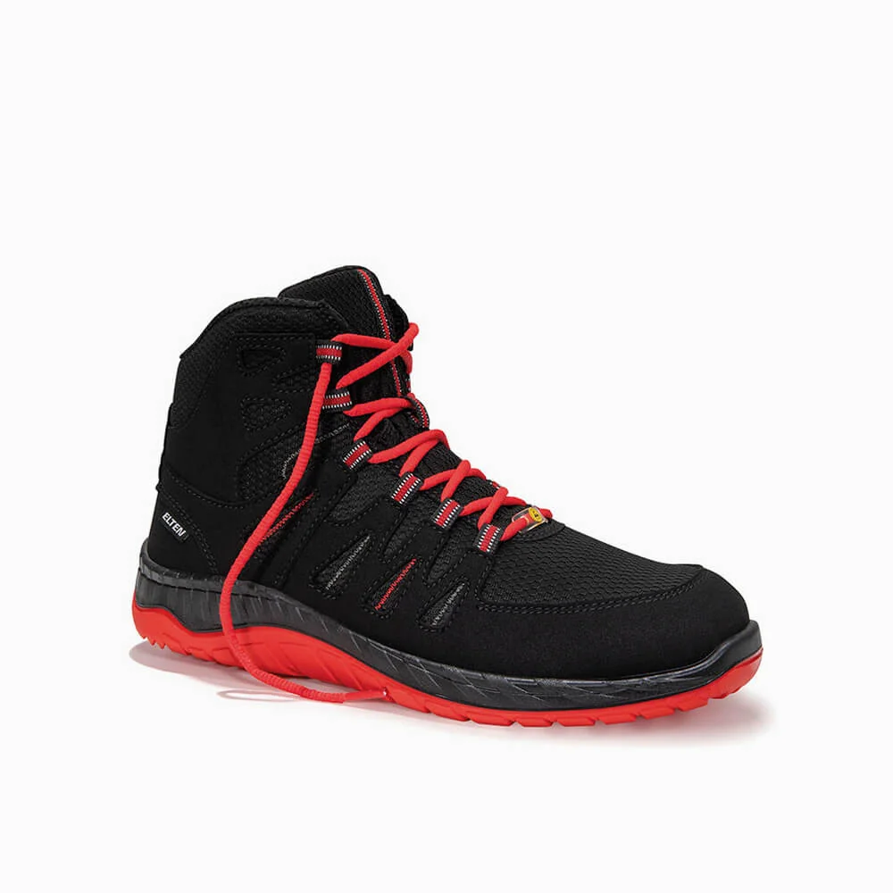 ELTEN veiligheidsschoen halfhoog MADDOX black-red Mid ESD Zwart/Rood