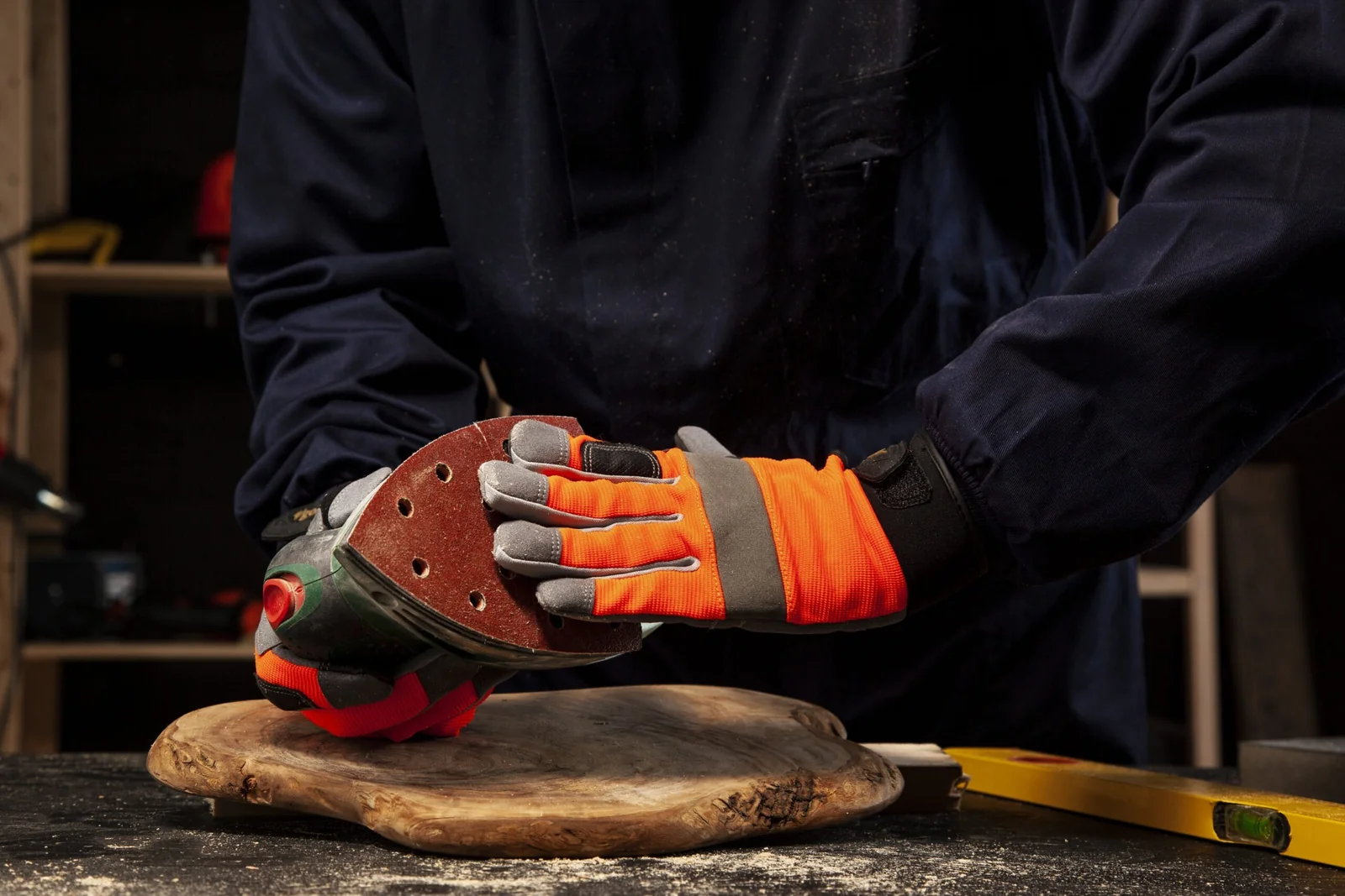 Werker met beschermende werkhandschoenen