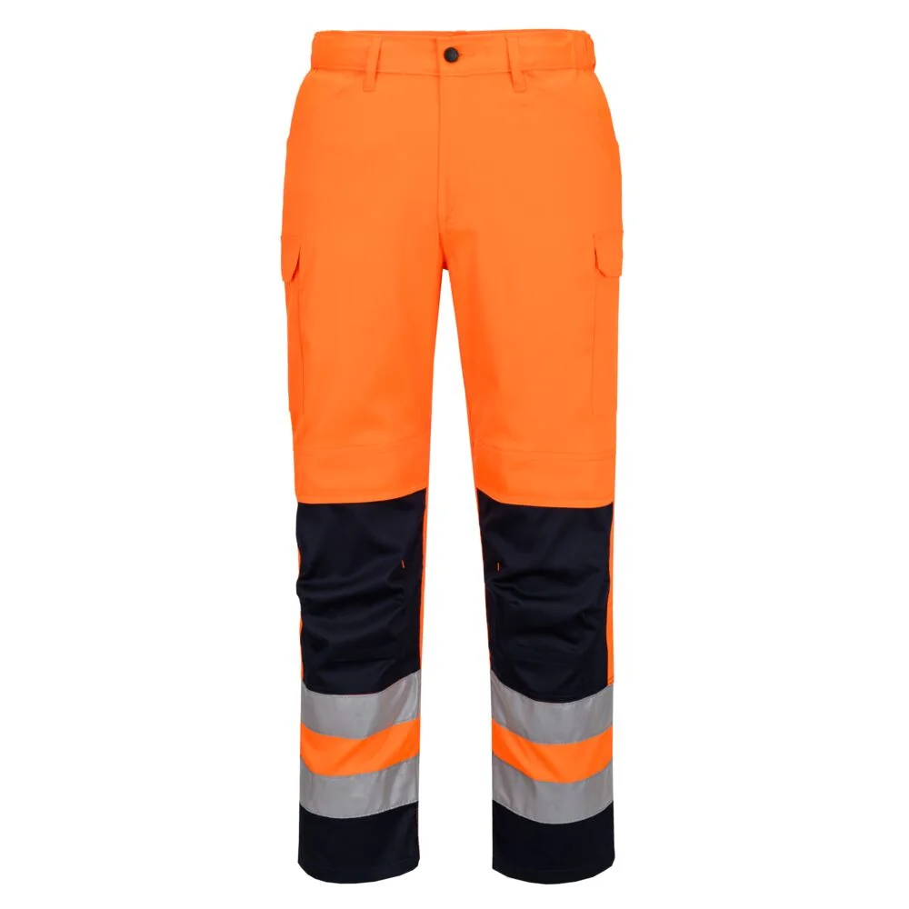 PORTWEST T143 Lichtgewicht broek met reflecterende mesh-panelen Oranje/marine