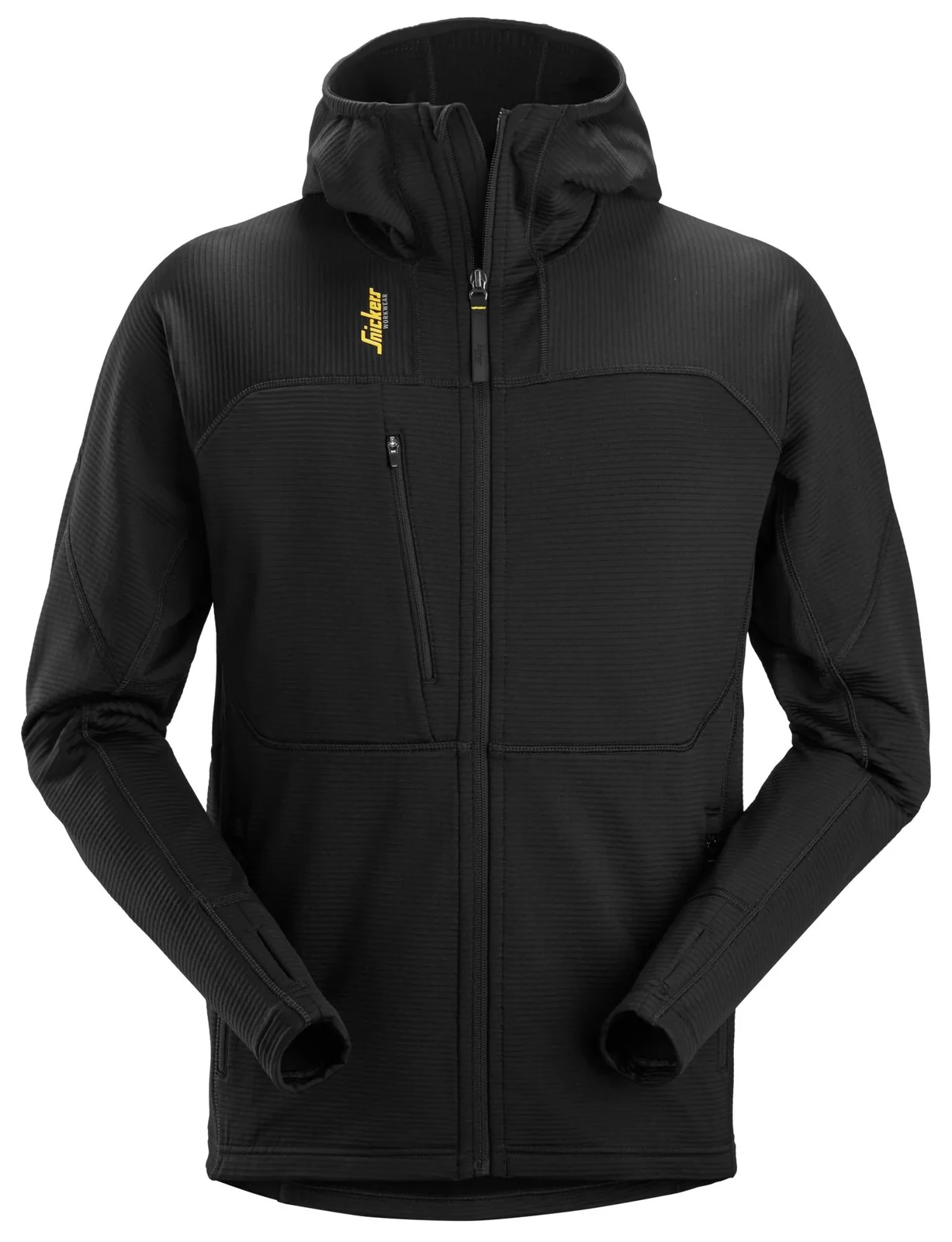 9420 Thermal Body Mapping Fleece Hoodie met Rits Zwart/Zwart