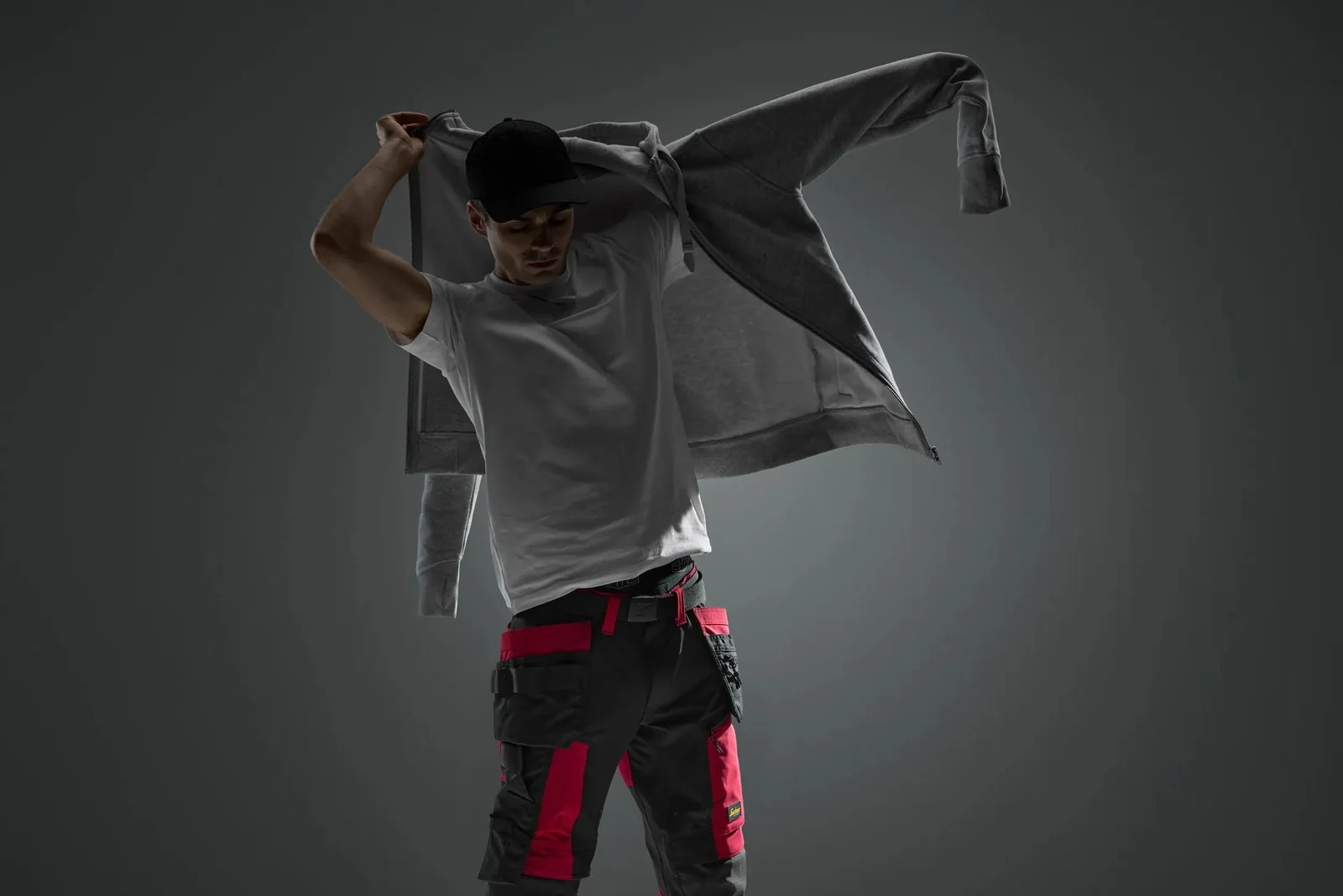 2046 Zware Kwaliteit Hoodie met Rits Grijs gemêleerd